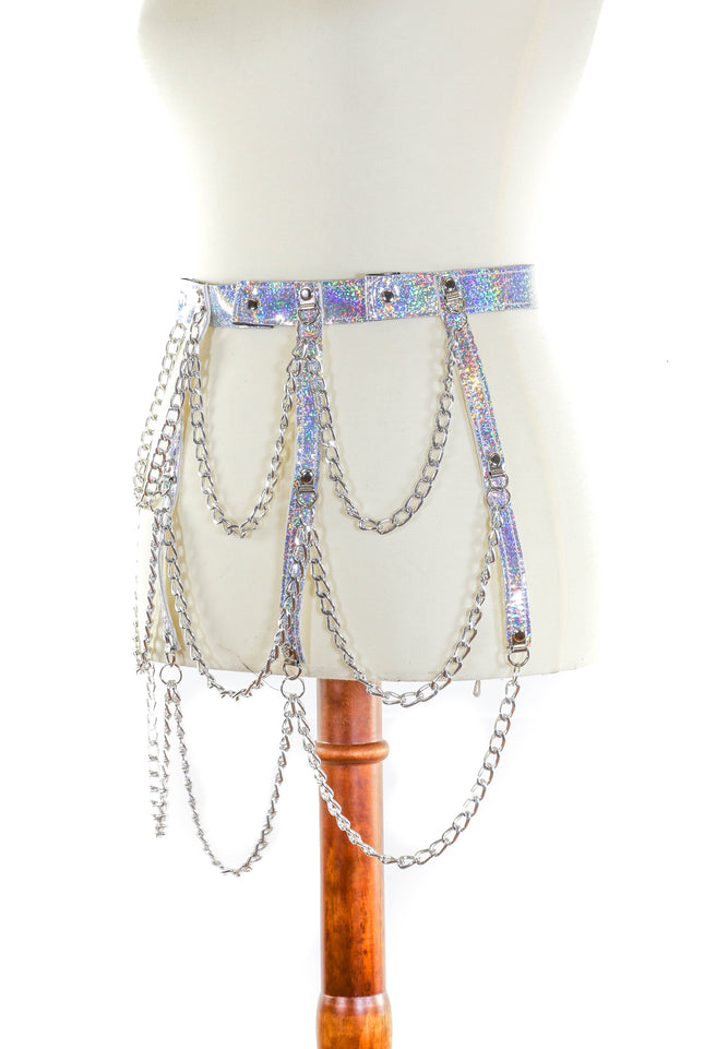 BT500RN-GLT HANGING 3 ROW CHAIN GLITTER BELT