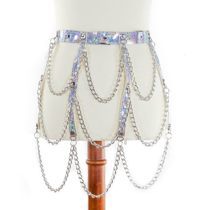 BT500RN-GLT HANGING 3 ROW CHAIN GLITTER BELT