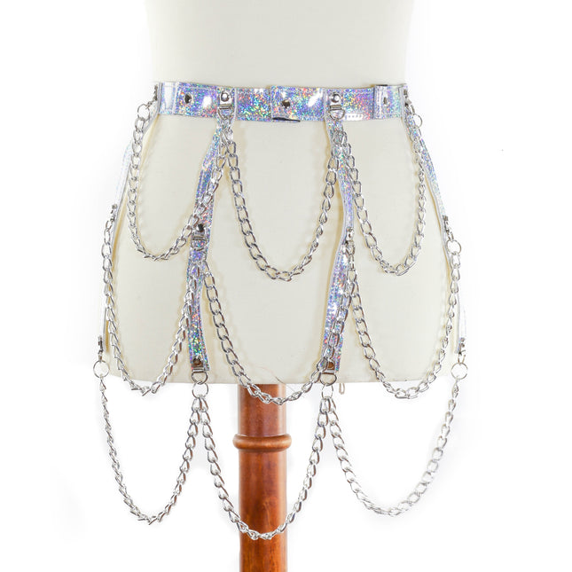 BT500RN-GLT HANGING 3 ROW CHAIN GLITTER BELT