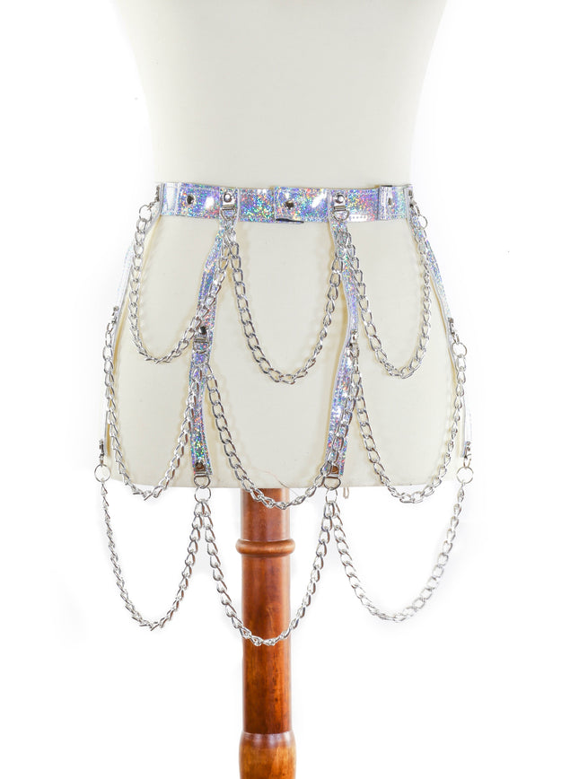 BT500RN-GLT HANGING 3 ROW CHAIN GLITTER BELT