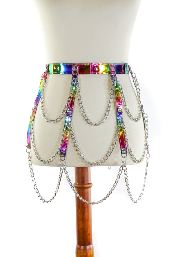 BT500RN-M HANGING 3 ROW CHAIN RAINBOW BELT