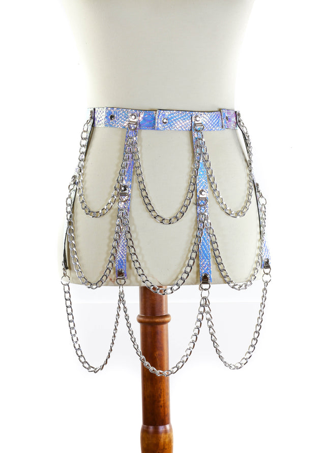 BT500RN-SNK HANGING 3 ROW CHAIN SNAKESKIN RAINBOW BELT