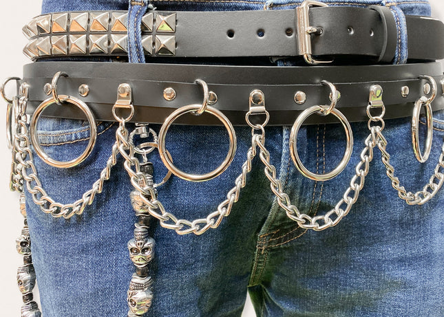 BT501L  CHAIN D RING BONDAGE BELT