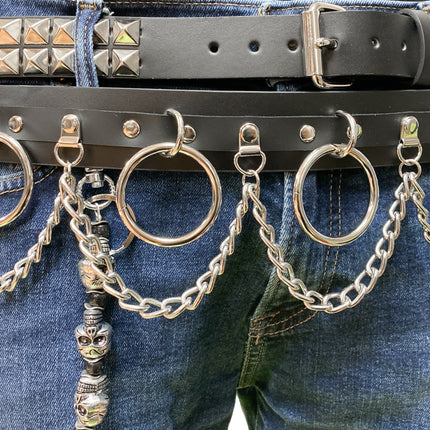 BT501L  CHAIN D RING BONDAGE BELT