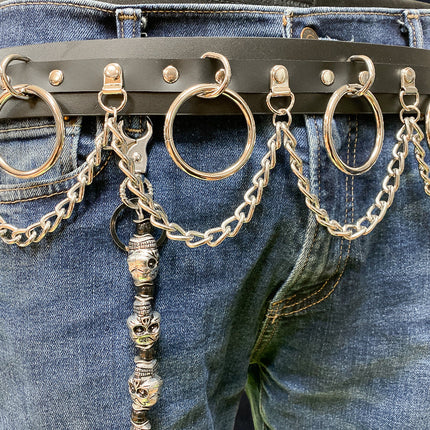 BT501L  CHAIN D RING BONDAGE BELT