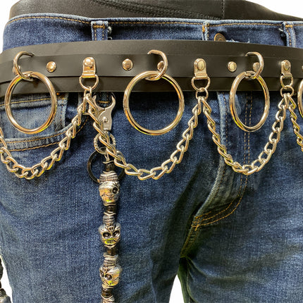 BT501L  CHAIN D RING BONDAGE BELT