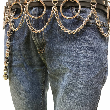 BT501L  CHAIN D RING BONDAGE BELT