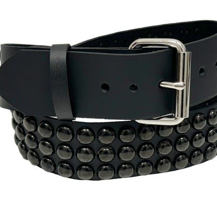 BT502-BS  BALCK 3 ROW 1/2" ROWUND STUDDED BELT