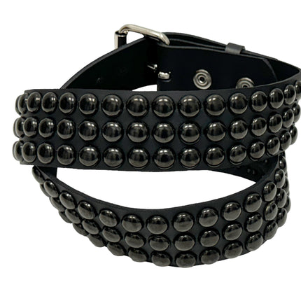 BT502-BS  BALCK 3 ROW 1/2" ROWUND STUDDED BELT