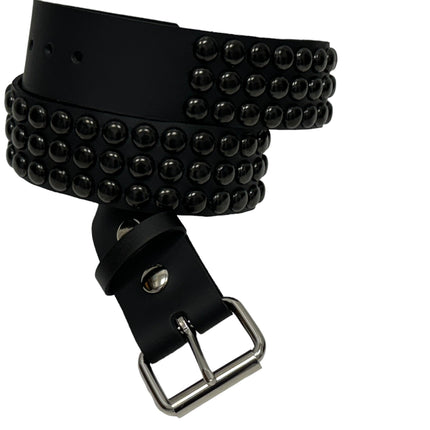 BT502-BS  BALCK 3 ROW 1/2" ROWUND STUDDED BELT