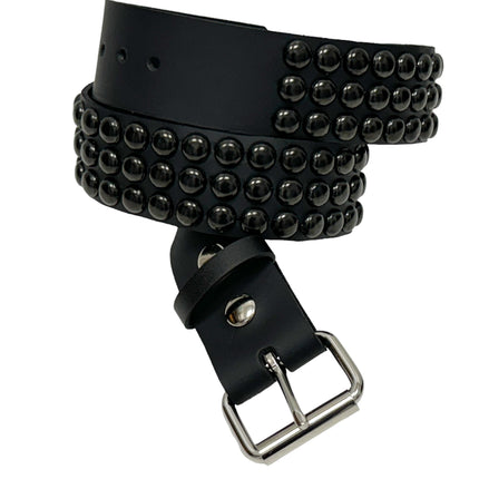 BT502-BS  BALCK 3 ROW 1/2" ROWUND STUDDED BELT