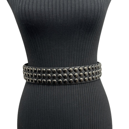 BT502-BS  BALCK 3 ROW 1/2" ROWUND STUDDED BELT