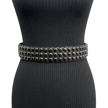 BT502-BS  BALCK 3 ROW 1/2" ROWUND STUDDED BELT