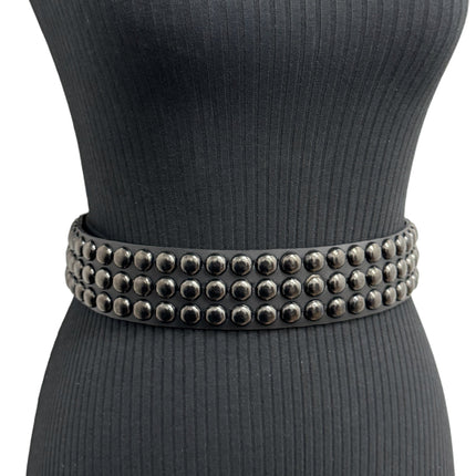 BT502-BS  BALCK 3 ROW 1/2" ROWUND STUDDED BELT
