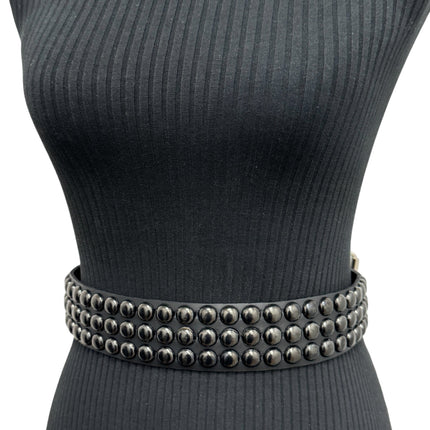 BT502-BS  BALCK 3 ROW 1/2" ROWUND STUDDED BELT