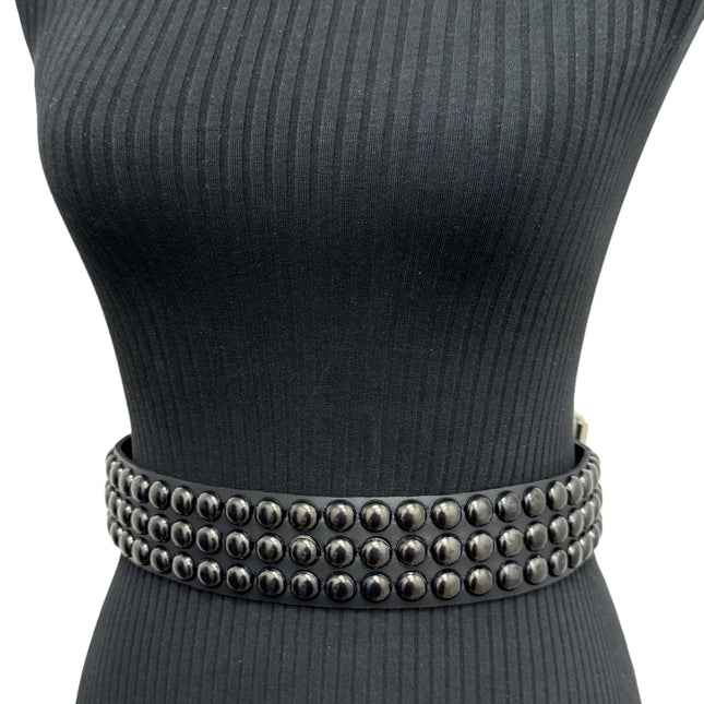 BT502-BS  BALCK 3 ROW 1/2" ROWUND STUDDED BELT