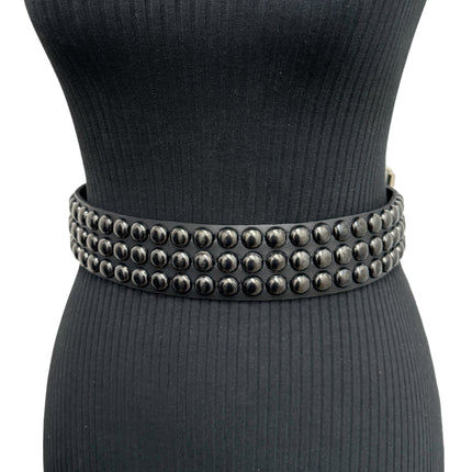 BT502-BS  BALCK 3 ROW 1/2" ROWUND STUDDED BELT