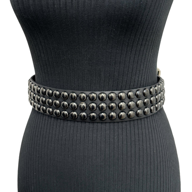 BT502-BS  BALCK 3 ROW 1/2" ROWUND STUDDED BELT