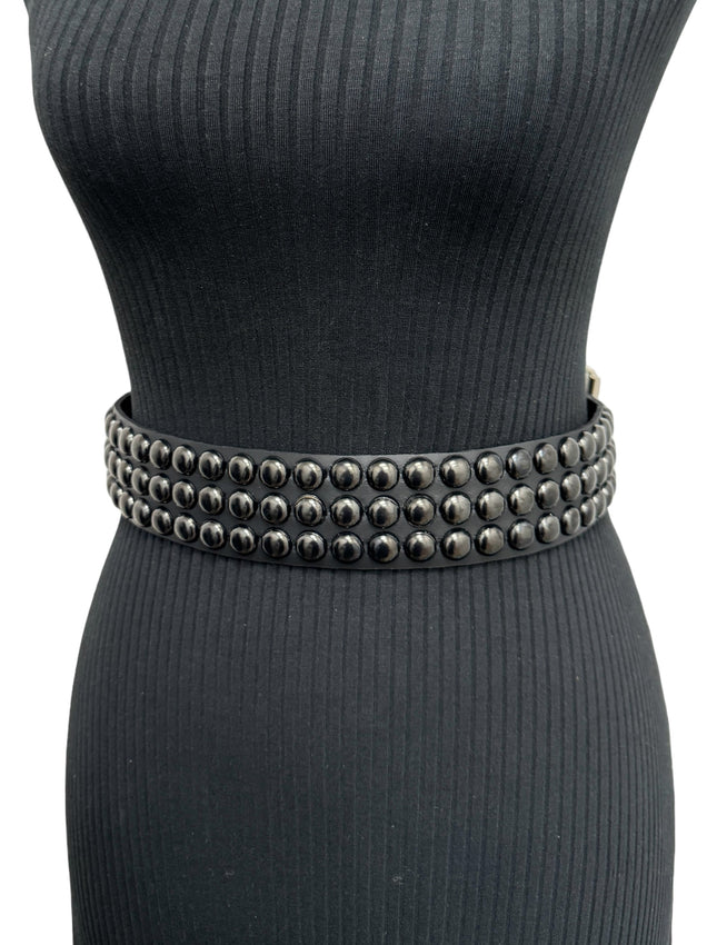 BT502-BS  BALCK 3 ROW 1/2" ROWUND STUDDED BELT
