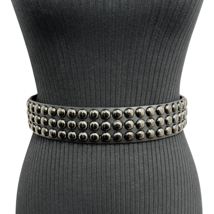 BT502-BS  BALCK 3 ROW 1/2" ROWUND STUDDED BELT