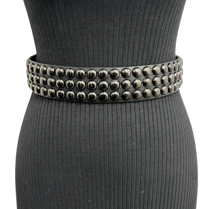 BT502-BS  BALCK 3 ROW 1/2" ROWUND STUDDED BELT