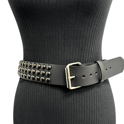 BT502-BS  BALCK 3 ROW 1/2" ROWUND STUDDED BELT