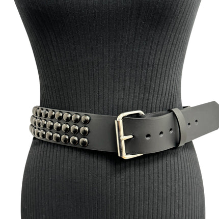 BT502-BS  BALCK 3 ROW 1/2" ROWUND STUDDED BELT