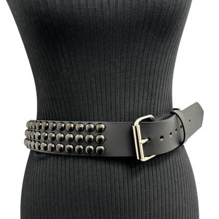BT502-BS  BALCK 3 ROW 1/2" ROWUND STUDDED BELT