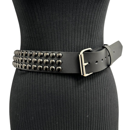 BT502-BS  BALCK 3 ROW 1/2" ROWUND STUDDED BELT