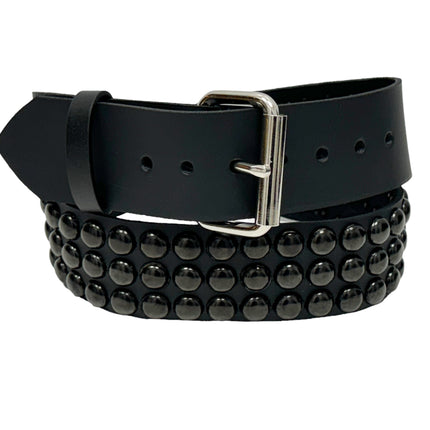 BT502-BS  BALCK 3 ROW 1/2" ROWUND STUDDED BELT