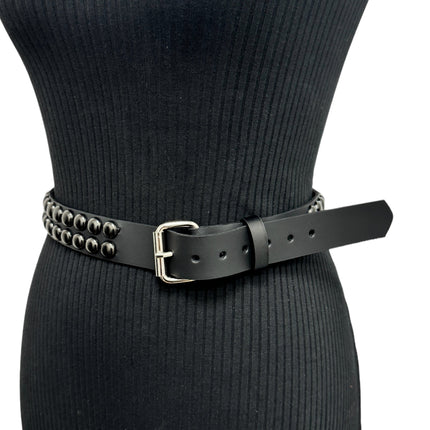 BT503-BS  BALCK 2 ROW 1/2" ROWUND STUDDED BELT