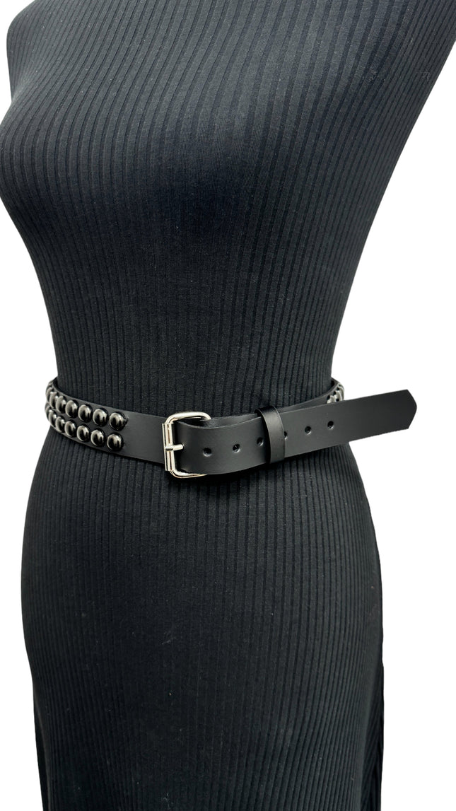 BT503-BS  BALCK 2 ROW 1/2" ROWUND STUDDED BELT