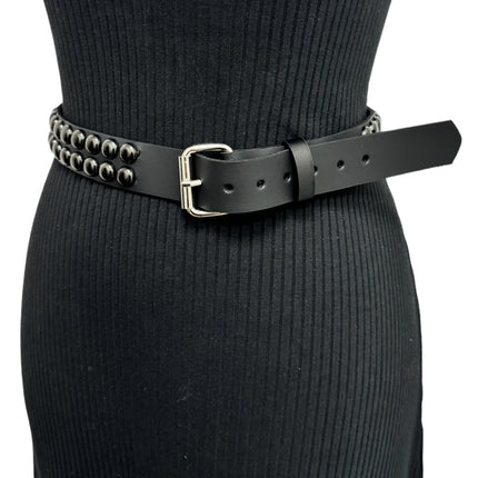 BT503-BS  BALCK 2 ROW 1/2" ROWUND STUDDED BELT