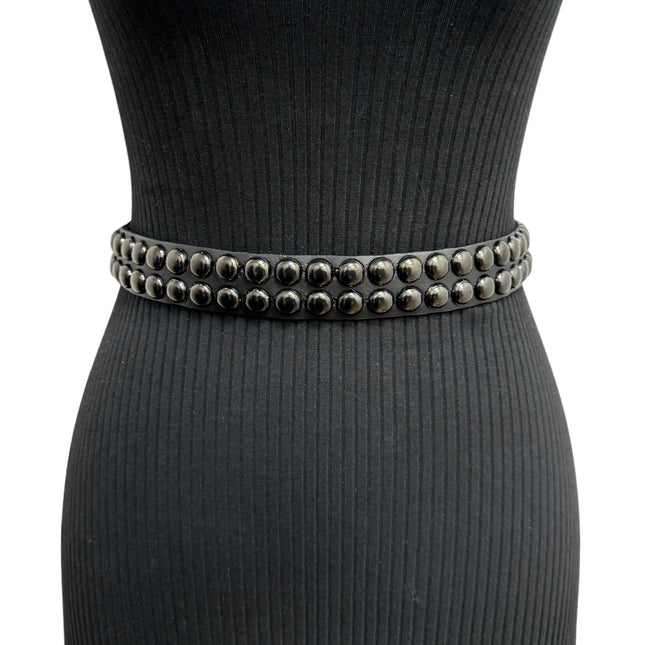 BT503-BS  BALCK 2 ROW 1/2" ROWUND STUDDED BELT