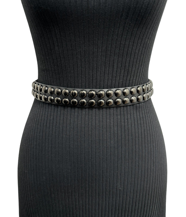 BT503-BS  BALCK 2 ROW 1/2" ROWUND STUDDED BELT