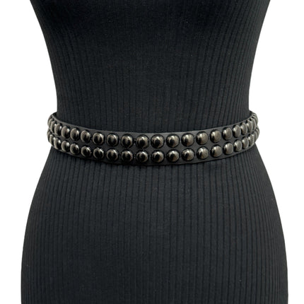 BT503-BS  BALCK 2 ROW 1/2" ROWUND STUDDED BELT