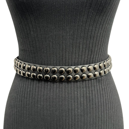 BT503-BS  BALCK 2 ROW 1/2" ROWUND STUDDED BELT