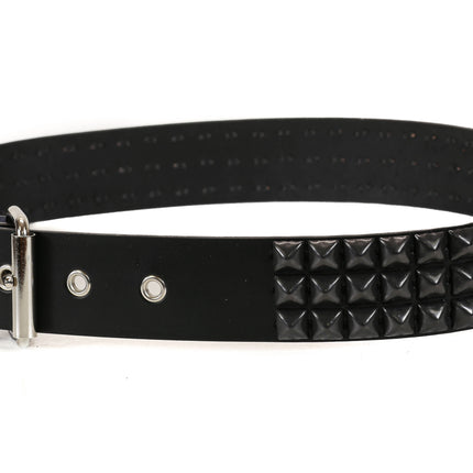 BT507-BS 3 ROW BLACK STUDDED BELT WITH EYELET HOLE