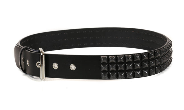 BT507-BS 3 ROW BLACK STUDDED BELT WITH EYELET HOLE