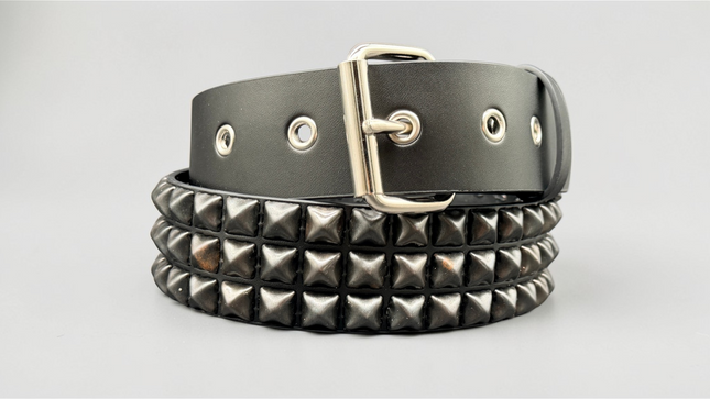 BT507-BS GROMMET HOLE 3 ROW BLACK STUDDED BELT WITH EYELET HOLE