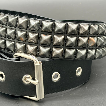 BT507-BS GROMMET HOLE 3 ROW BLACK STUDDED BELT WITH EYELET HOLE