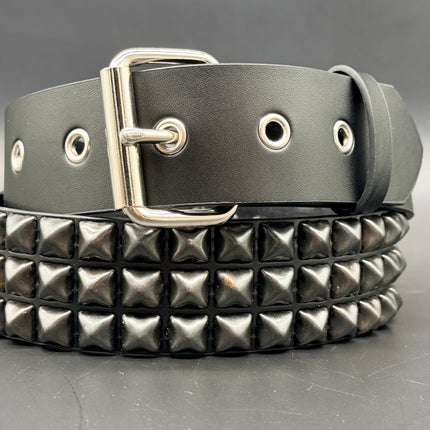 BT507-BS GROMMET HOLE 3 ROW BLACK STUDDED BELT WITH EYELET HOLE