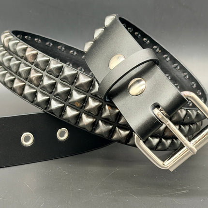 BT507-BS GROMMET HOLE 3 ROW BLACK STUDDED BELT WITH EYELET HOLE
