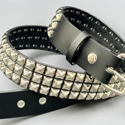 BT509   WIDE BELT WITH 2 ROW REGULAR 1/2" PYRAMID STUDDED BELT