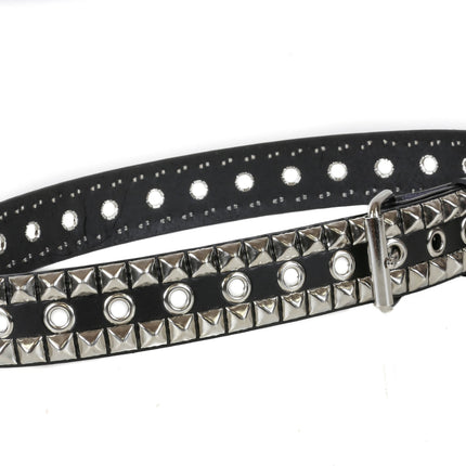 BT512 2 ROW PYRAMID STUD AND EYELET BELT