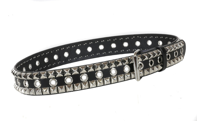 BT512 2 ROW PYRAMID STUD AND EYELET BELT