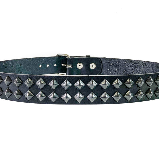 BT514-BS 2 ROW DIAMOND BLACK STUD BELT