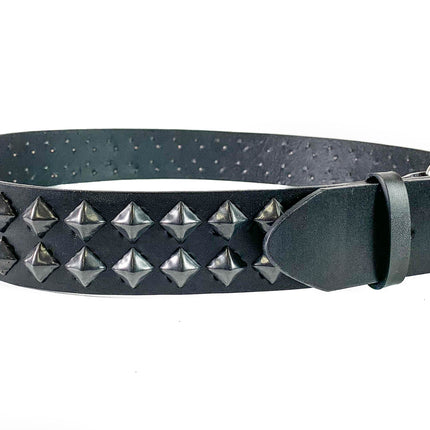 BT514-BS 2 ROW DIAMOND BLACK STUD BELT