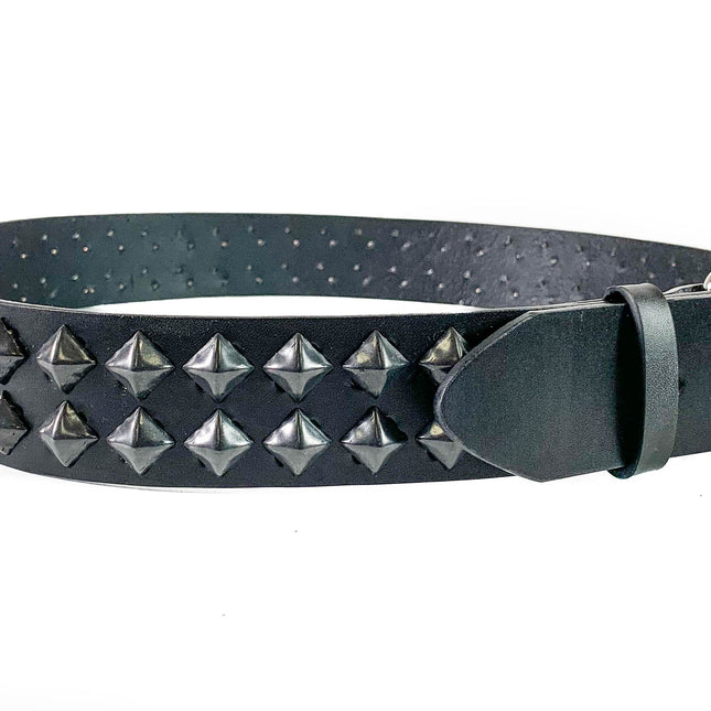 BT514-BS 2 ROW DIAMOND BLACK STUD BELT