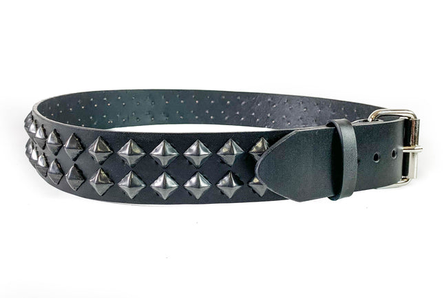BT514-BS 2 ROW DIAMOND BLACK STUD BELT